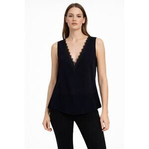 Ted Baker London Lace Insert Sleeveless Top Navy Blue Career NWT Womens 1 US 4